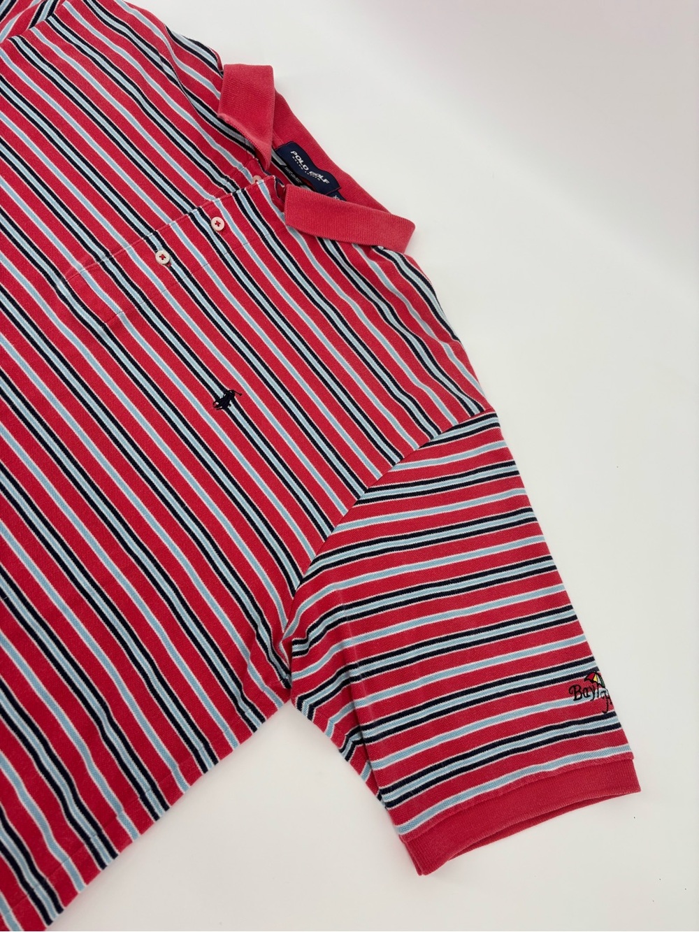VTG Polo Golf Ralph Lauren Shirt Mens XL Red Striped Bay Hill Arnold Palmer